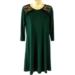 Nina Leonard stretch pine green swing dress